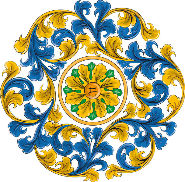azulejos cerâmicos clássicos decorados à mão Caltagirone - Vetor, Imagem