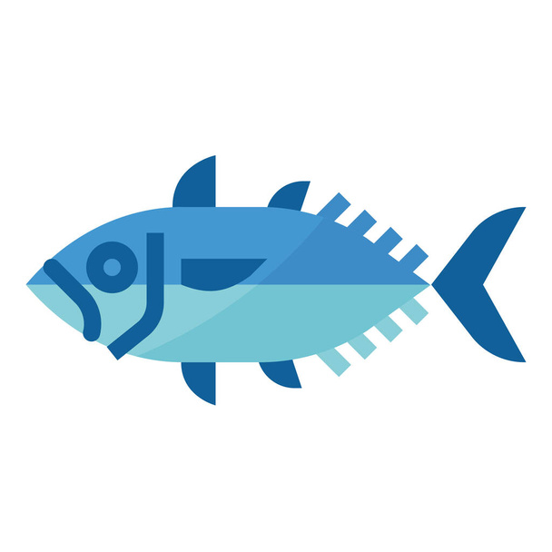 ícone de carne de comida de peixe em estilo plano - Vetor, Imagem