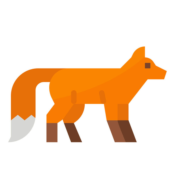 animals fox wild icon in Flat style - Vetor, Imagem