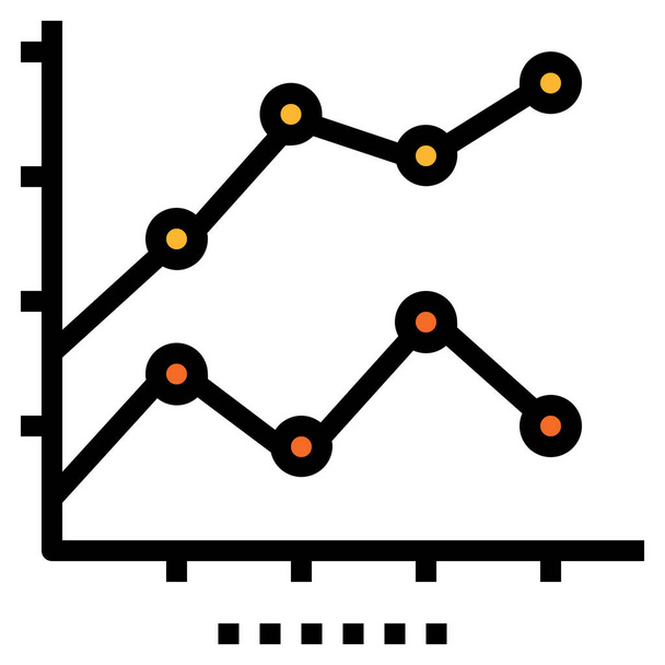 grafieken lijn vergadering pictogram in Gevulde omtrek stijl - Vector, afbeelding