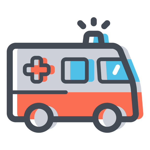 icône de soins de santé d'urgence en ambulance dans le style contour rempli - Vecteur, image