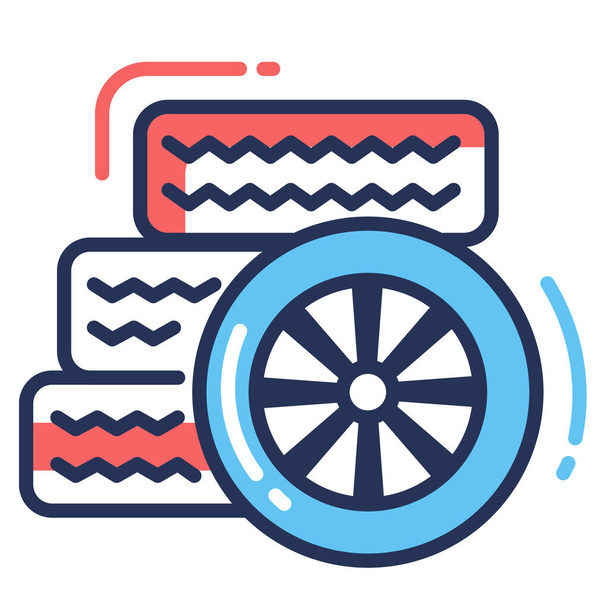 сборка иконки шин автомобиля в стиле "Заполненный контур" - Вектор,изображение