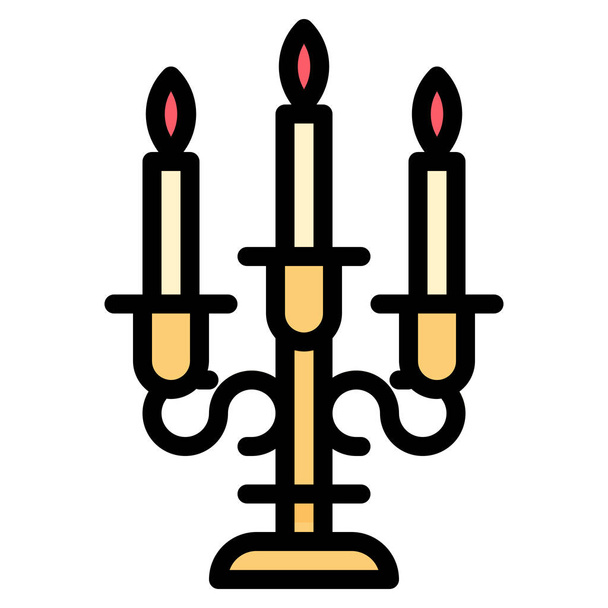 candeliere decorret cena icona in stile contorno Riempito - Vettoriali, immagini