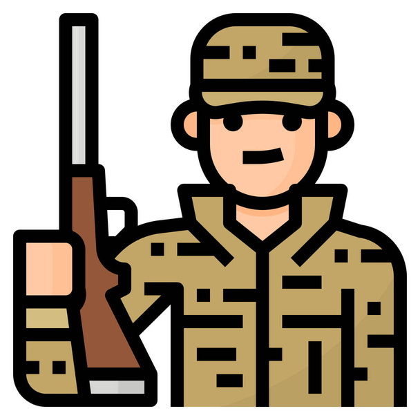 avatar hobbi vadászat ikon kitöltött vázlat stílus - Vektor, kép