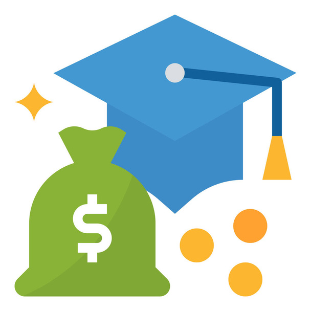 finance money scholarship icon in Flat style - Vektor, obrázek