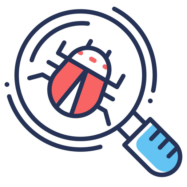 ícone de lupa de detecção de bugs no estilo de esboço preenchido - Vetor, Imagem
