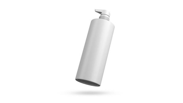 Spray butelka makieta typ pompy do wstawiania etykiety marki, do pielęgnacji skóry medycznej makijaż kosmetyczny produkt, widok z przodu i widok pływaka renderowania 3D - Zdjęcie, obraz