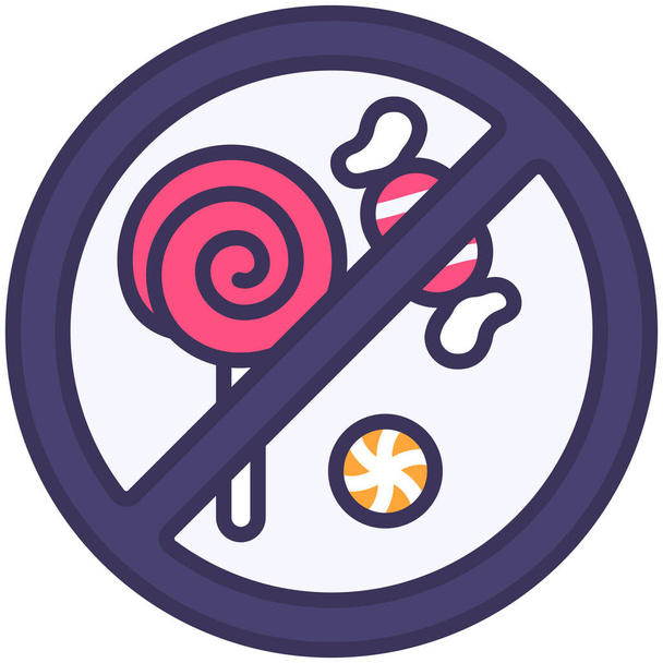 icône de signe interdit bonbons dans le style contour rempli - Vecteur, image
