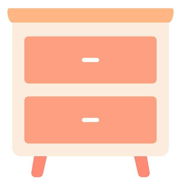 skříňka zásuvka nábytek ikona v plochém stylu - Vektor, obrázek