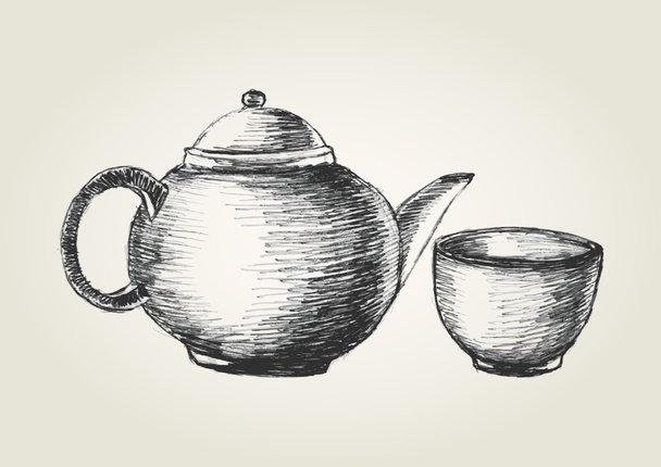 Teapot and Cup - Wektor, obraz