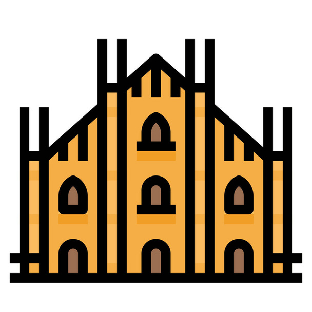 cattedrale di duomo icona in pieno stile contorno - Vettoriali, immagini