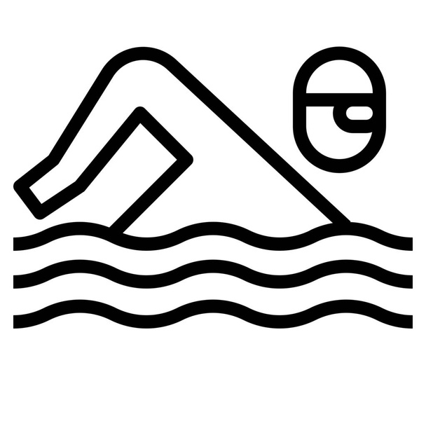 λιμάνι πισίνα εικονίδιο κολυμβητή σε στυλ περίγραμμα - Διάνυσμα, εικόνα