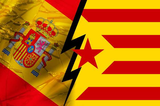 Іспанський прапор і незалежність Червоної Каталонії - Фото, зображення