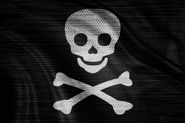 Bandera pirata en tela vieja - Foto, Imagen