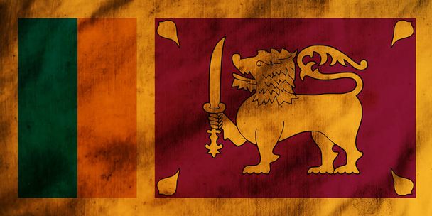Srílanská vlajka na staré látce - Fotografie, Obrázek