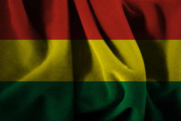 textilní pozadí dekorativní barevné vlajky Bolívie   - Fotografie, Obrázek