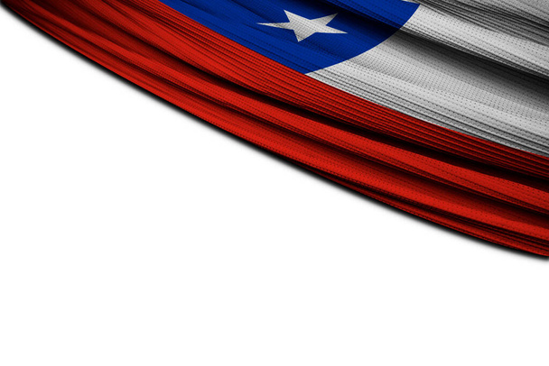 Witte achtergrond met Chili vlag gordijn. 3D Illustratie - Foto, afbeelding