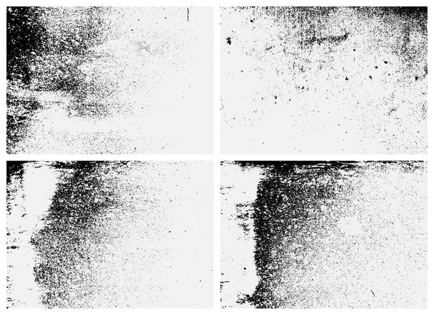 Rusty surface texture set. Black and white texture. Overlay texture of rusted metal. - Vector, Image