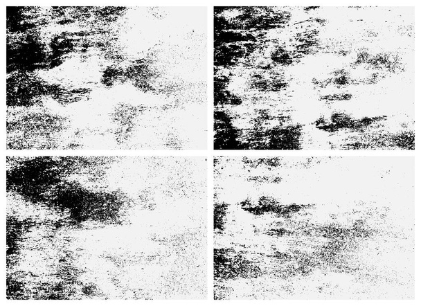 Rusty surface texture set. Black and white texture. Overlay texture of rusted metal. - Vector, Image