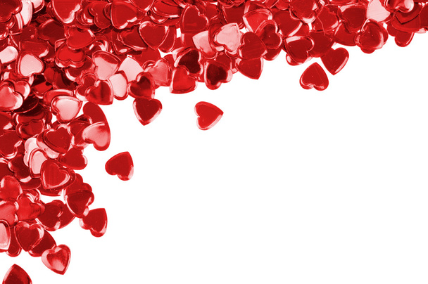 Red hearts confetti isolated on white background - Fotografie, Obrázek