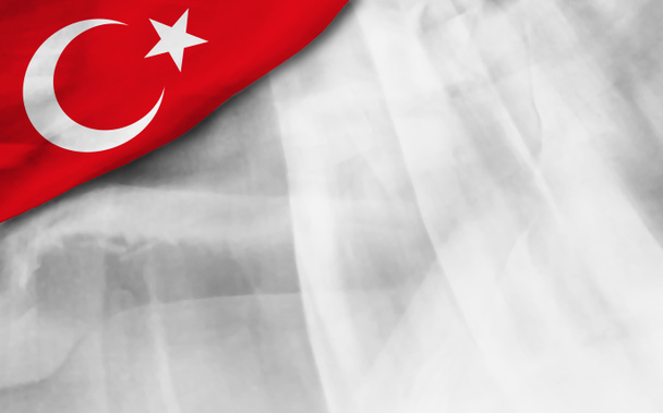 Λευκό φόντο με τουρκική σημαία. 3d εικονογράφηση - Φωτογραφία, εικόνα