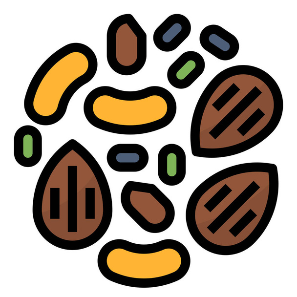 иконка здоровых орехов в стиле заполненного контура - Вектор,изображение