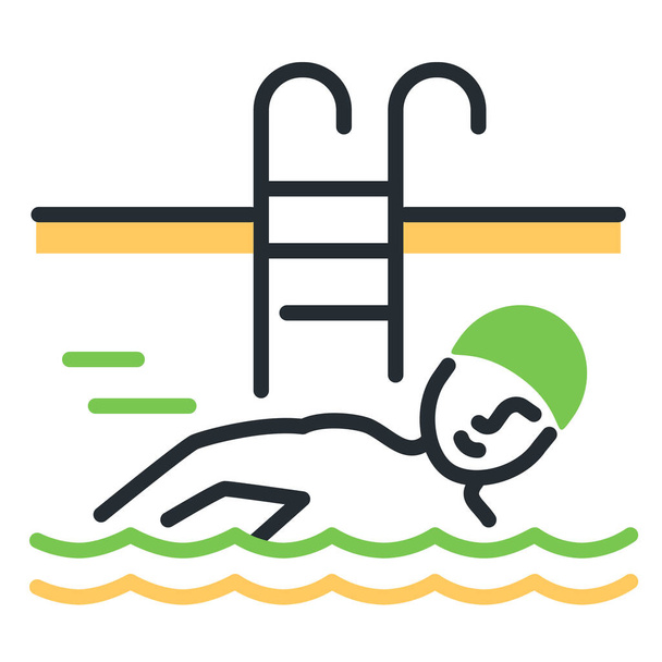 deporte nadador piscina icono - Vector, Imagen