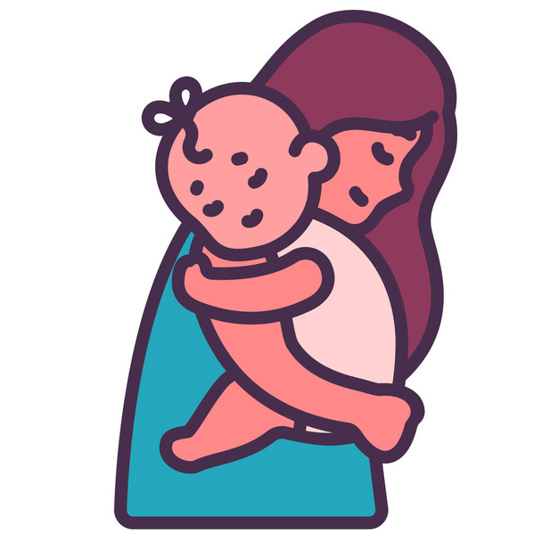 mama przytulić dziecko ikona - Wektor, obraz