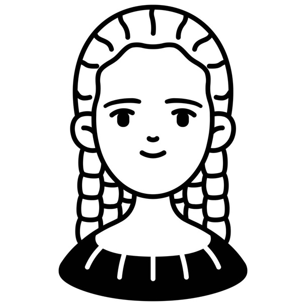 asistente avatar dreadlocks icono en estilo sólido - Vector, imagen