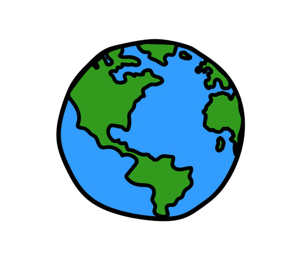 Planet Erde auf weißem Hintergrund. Der Globus. Karikatur. Vektorillustration. - Vektor, Bild