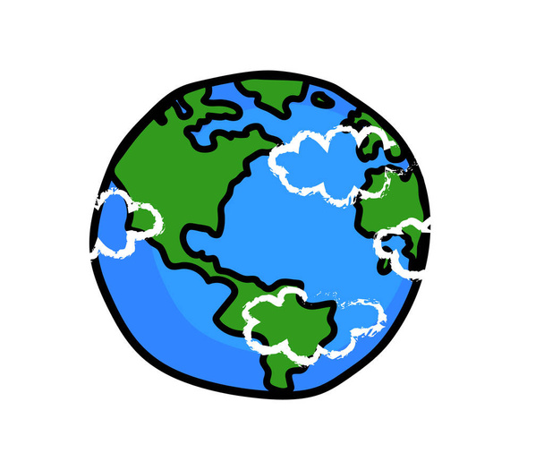 Planeet Aarde op een witte achtergrond. De aardbol. Een tekenfilm. Vectorillustratie. - Vector, afbeelding
