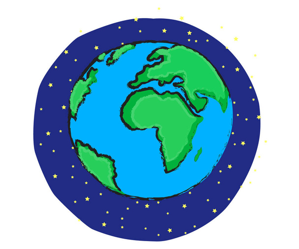 Planeet Aarde op een witte achtergrond. Een tekenfilm. Vectorillustratie. - Vector, afbeelding