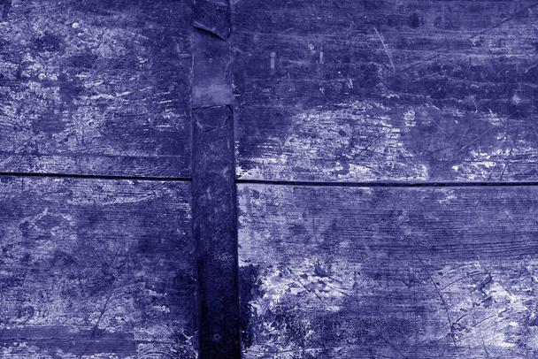 Old rusted and stained floor pattern in blue tone. Background and texture. - Photo, Image
