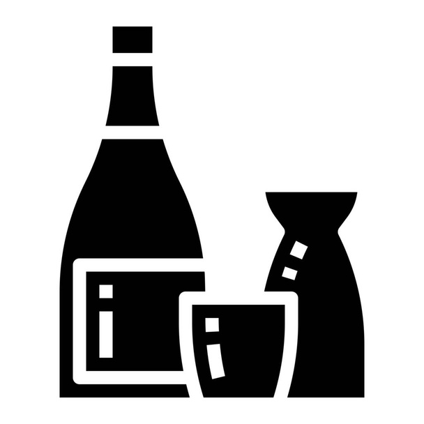 bebida bebida japonesa icono en estilo sólido - Vector, imagen