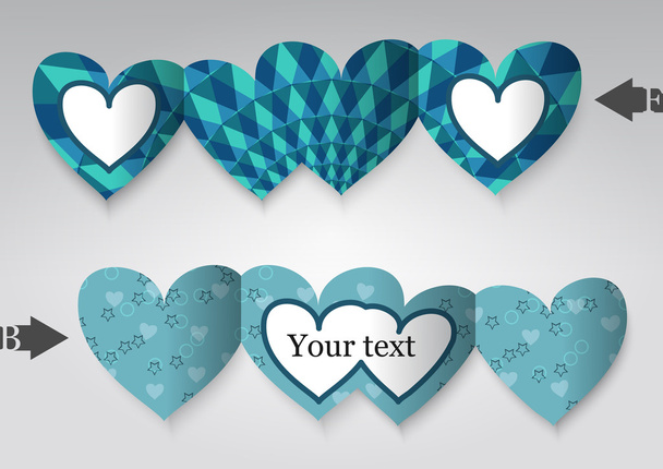 Template greeting card in the form of heart - Vector, Imagen