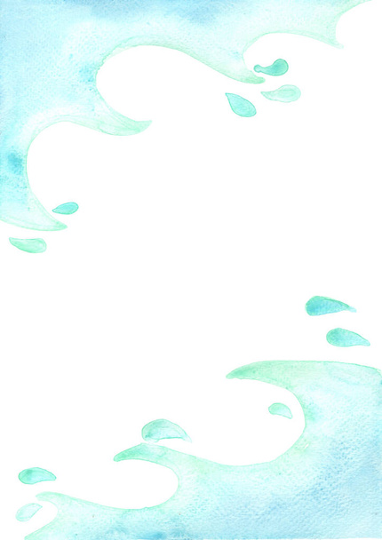 Αφηρημένο μπλε κύμα του ωκεανού ακουαρέλα χέρι ζωγραφική φόντο για διακόσμηση στις καλοκαιρινές διακοπές και παραλία έννοια. - Φωτογραφία, εικόνα