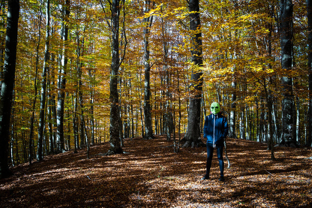 femme étrangère dans la forêt d'automne - Photo, image