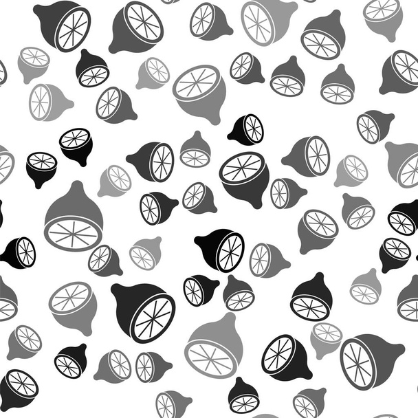 Black Lemon icon isolated seamless pattern on white background.  Vector. - Vector, Image