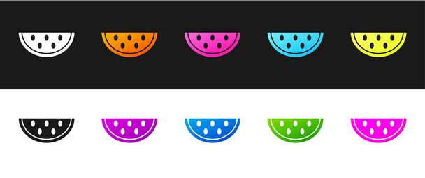 Set Watermelon icon isolated on black and white background.  Vector. - Vector, Image