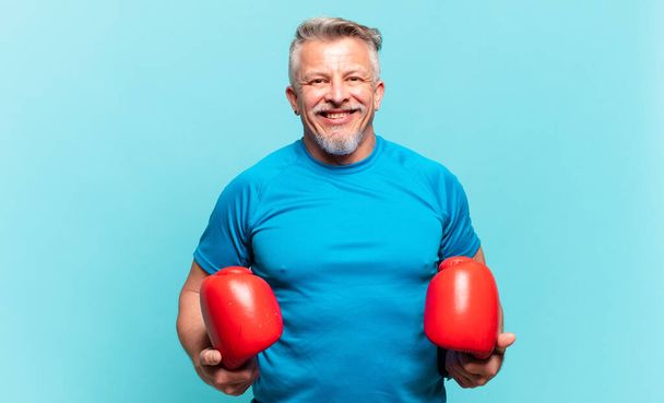 senior handsome man boxing - Photo, Image
