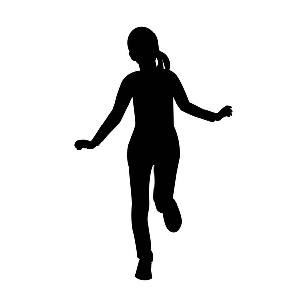 Silhouette of a 12-year-old girl running forward - Vektori, kuva