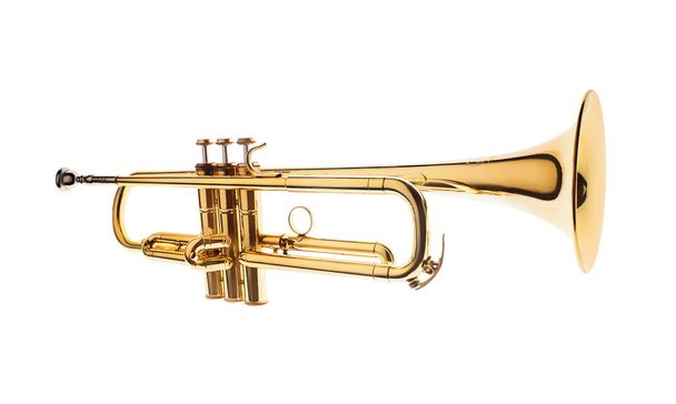 trompette en laiton isolé sur fond blanc
 - Photo, image