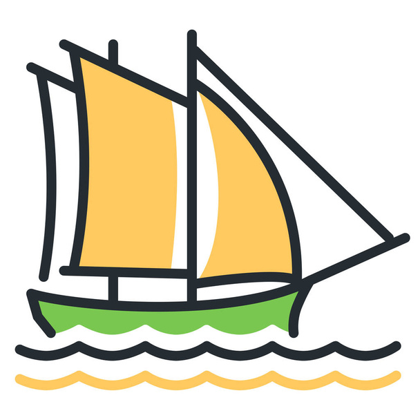 Segelschiff segelt See-Ikone - Vektor, Bild