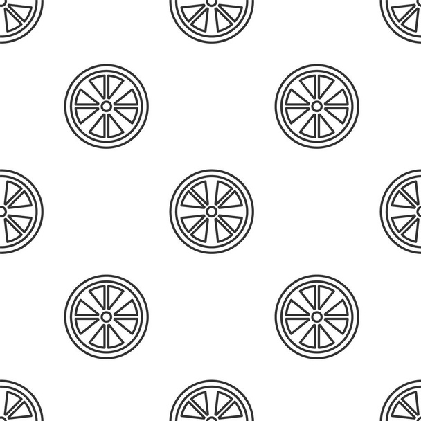Grey line Alloy wheel for a car icon isolated seamless pattern on white background.  Vector. - Vector, Image