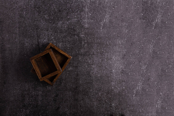 Two wooden food crates on a dark background. There is a place for the signature - Fotografie, Obrázek