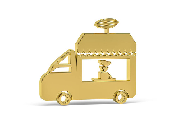 Zlatý 3D food track ikona izolované na bílém pozadí - 3d vykreslení - Fotografie, Obrázek