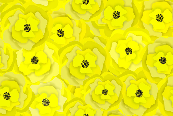 Seamless floral pattern of yellow flowers. - Photo, Image