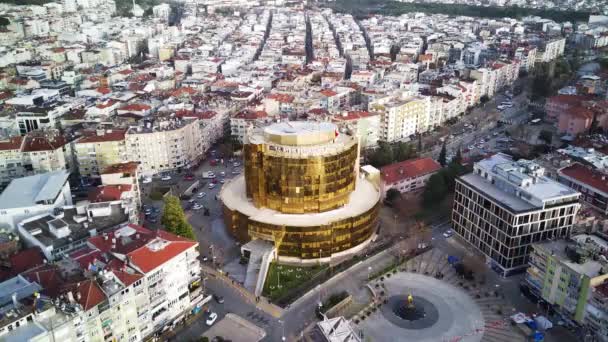 Aerial photograph of the capital of Aydin province - Aydin city  from high point of drone fly in sunny day in Turkey. Amazing aerial cityscape view on beautiful city centre and parks. - Footage, Video