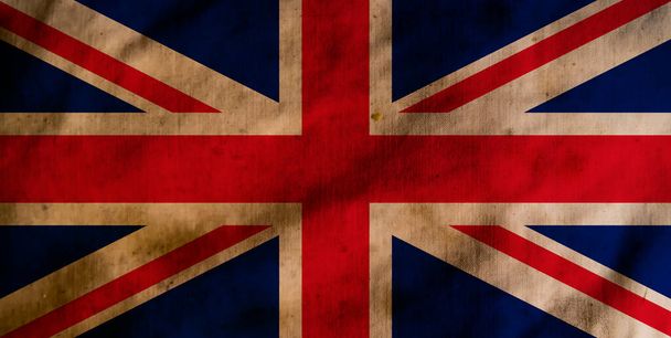 古い生地に英国の旗 - 写真・画像