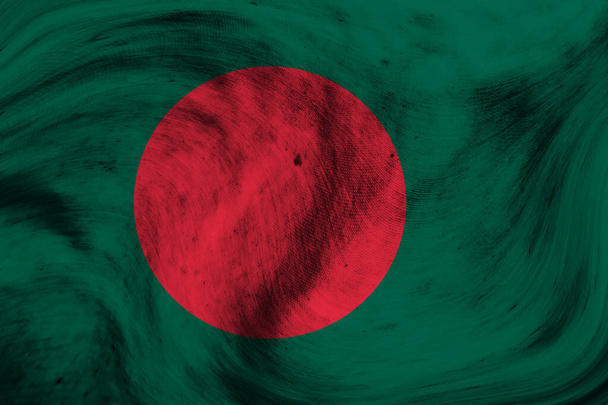 Bandera de Bangladesh sobre tela vieja - Foto, Imagen